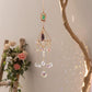 Crystal Moon Dreamcatcher Wind Chime - Kawaii Crescent Sun Catcher with Natural Stone Agate - Boho Wall Hanging for Gaming Room Bedroom - Aesthetic Window Decor for Gamer Girls