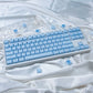 Crystal Blue MDA Keycaps - Kawaii Translucent Jelly Keycap Set for Mechanical Keyboard - Aesthetic Ice Blue Gaming Keycaps PBT Double Shot - Cute Keyboard Accessories for Gamer Girls