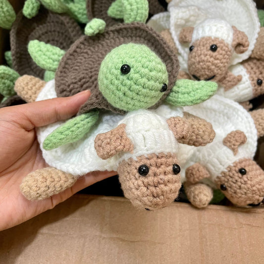 Handmade Turtle Crochet Coaster Cute Knit Mug Mat Desk Protector for Coffee, Tea, and Gaming Setups