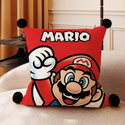 Kawaii Mario Luigi Throw Pillow Set - Cute Character Cushions for Sofa Bed Gaming Room - Aesthetic Lumbar Support Pillow for Office Chair - Decorative Gaming Pillows for Gamer Girls