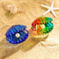 Crystal Pearl Shell Ornament - Kawaii Mini Glass Clam with Pearl for Gaming Desk Decor - Aesthetic Mermaid Seashell Decoration - Cute Vanity Accessories Gift for Gamer Girls
