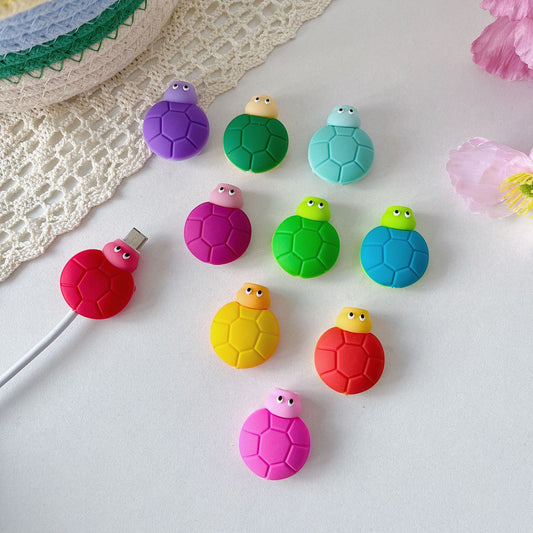 Turtle Cable Protector  Cute Silicone Cord Saver for iPhone, Android, USB-C and Lightning Cables, Anti-Fray Strain Relief (10 Color Options)