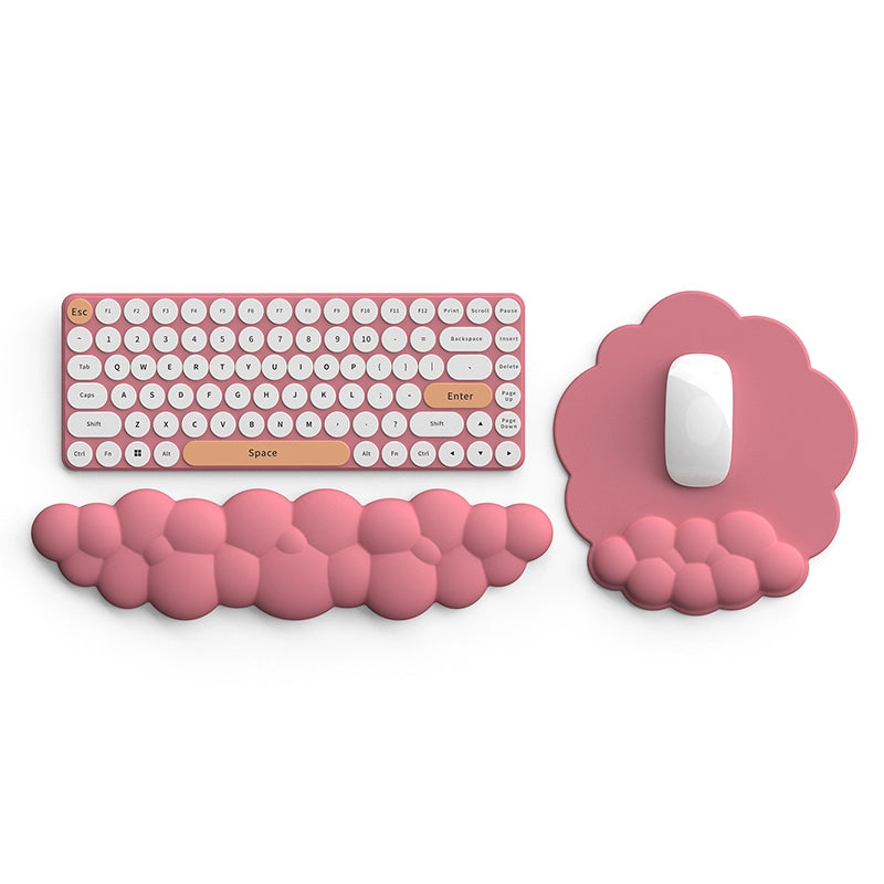 Cloud Keyboard Wrist Rest Set - Soft PU Leather Ergonomic Hand Support Pad with Mouse Pad - Cute Office Desk Accessories