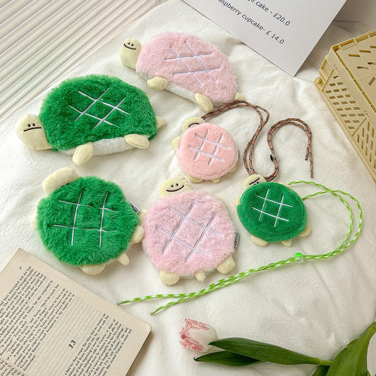 Kawaii Turtle Plush Collection  Seat Cushion, Pen Case, Coin Purse & Halterneck Bag