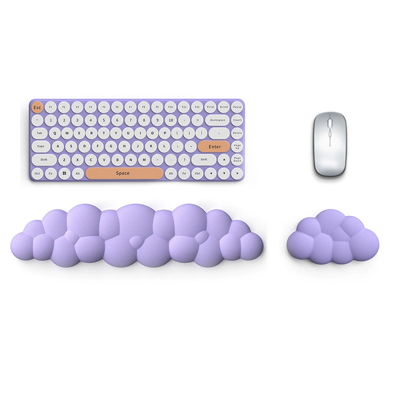 Cloud Keyboard Wrist Rest Set - Soft PU Leather Ergonomic Hand Support Pad with Mouse Pad - Cute Office Desk Accessories