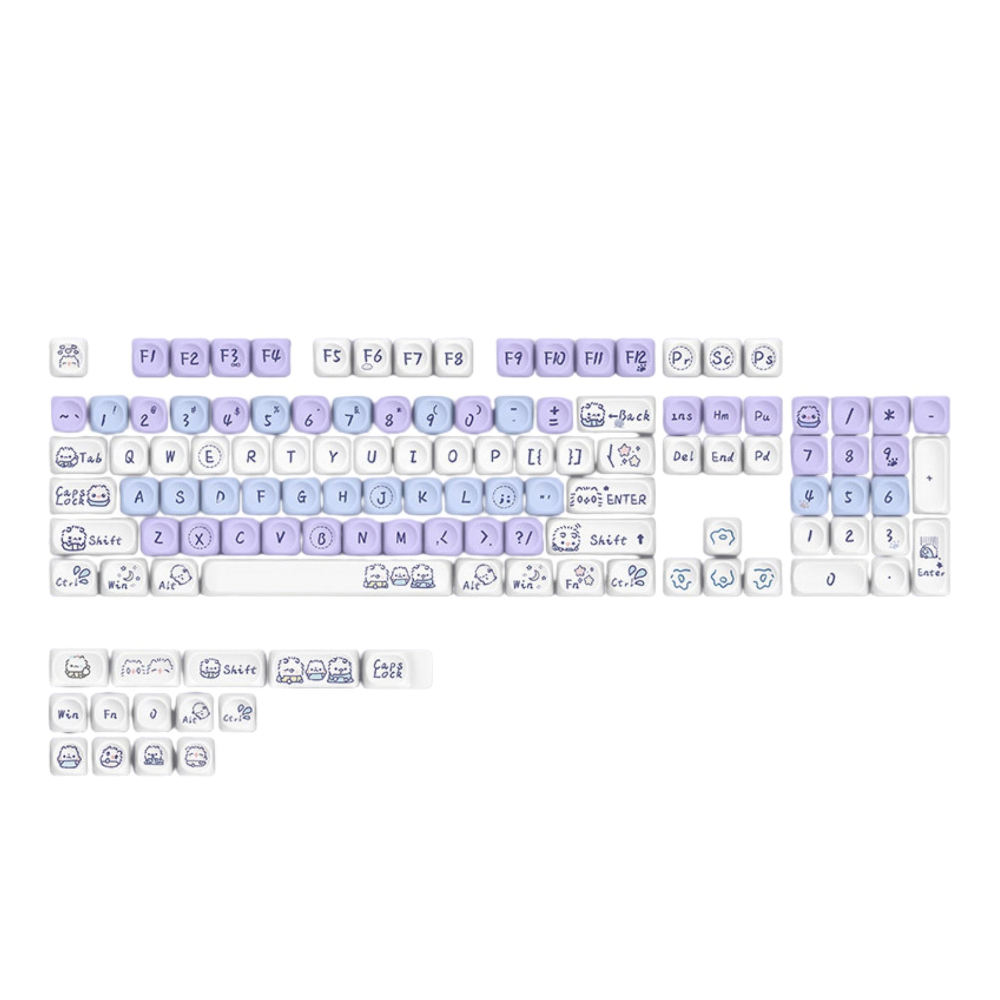 Cloud Meow Meow MOA profile PBT keycap set for mechanical keyboard