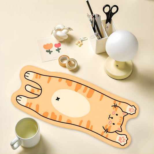 Kawaii cat shaped oversized desk pad mouse mat for gaming setup