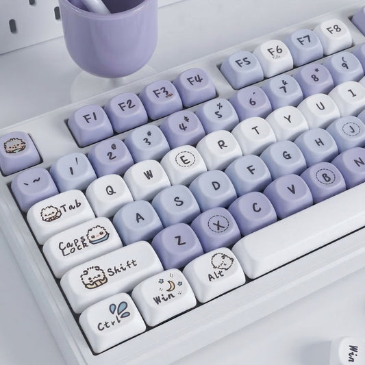 Cloud Meow Meow MOA profile PBT keycap set for mechanical keyboard