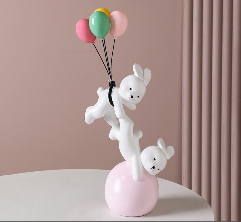 Cute balloon animal resin desk figurine decorative statue for desk setup